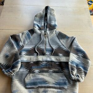 Main Strip Gray and Blue Patterned Hoodie
